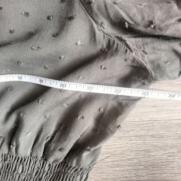 Bloomchic Lace-Trimmed Dress Short Army Green Wrap neck - Picture 8 of 10